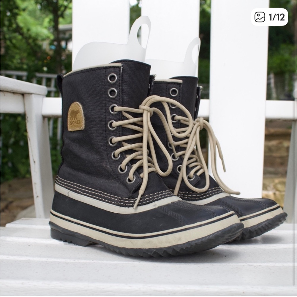 Sorel Black and Cream Women's Winter Boots